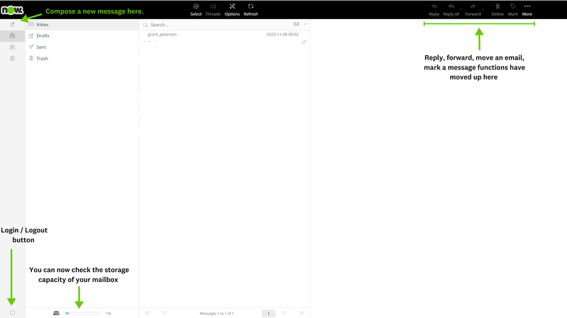 Screenshot of a web email box